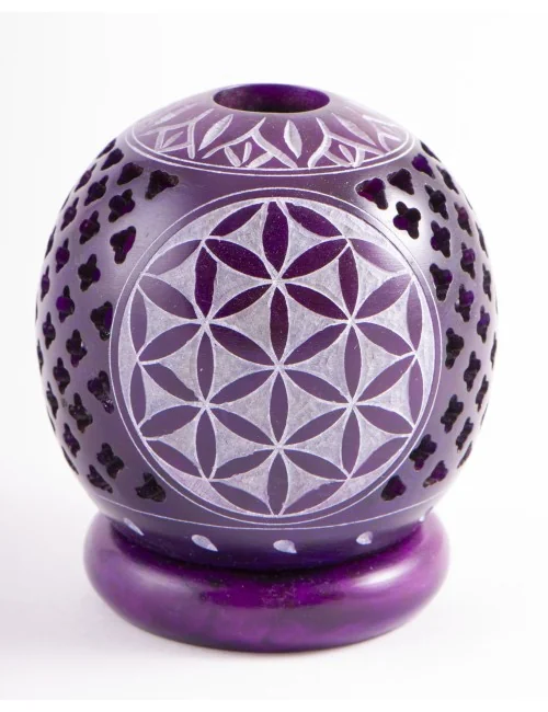 Teelichtkugel - Blume des Lebens -lila ca. 8,5 cm