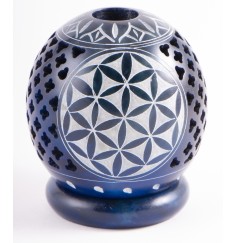 Teelichtkugel - Blume des Lebens - dunkelblau ca. 8,5 cm