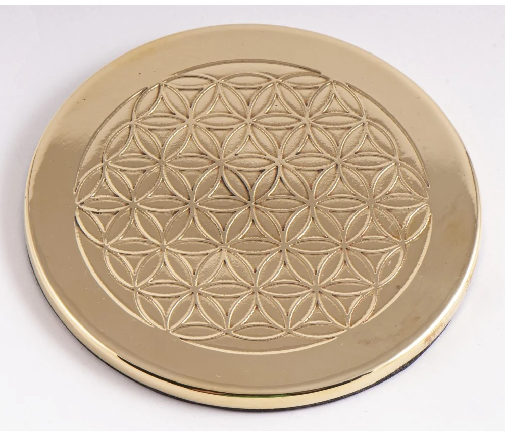 Getränkeuntersetzer - Blume des Lebens - Messing, 4er-Set