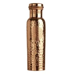 Trinkflasche aus Kupfer, 650 ml mit Blume des Lebens Symbol