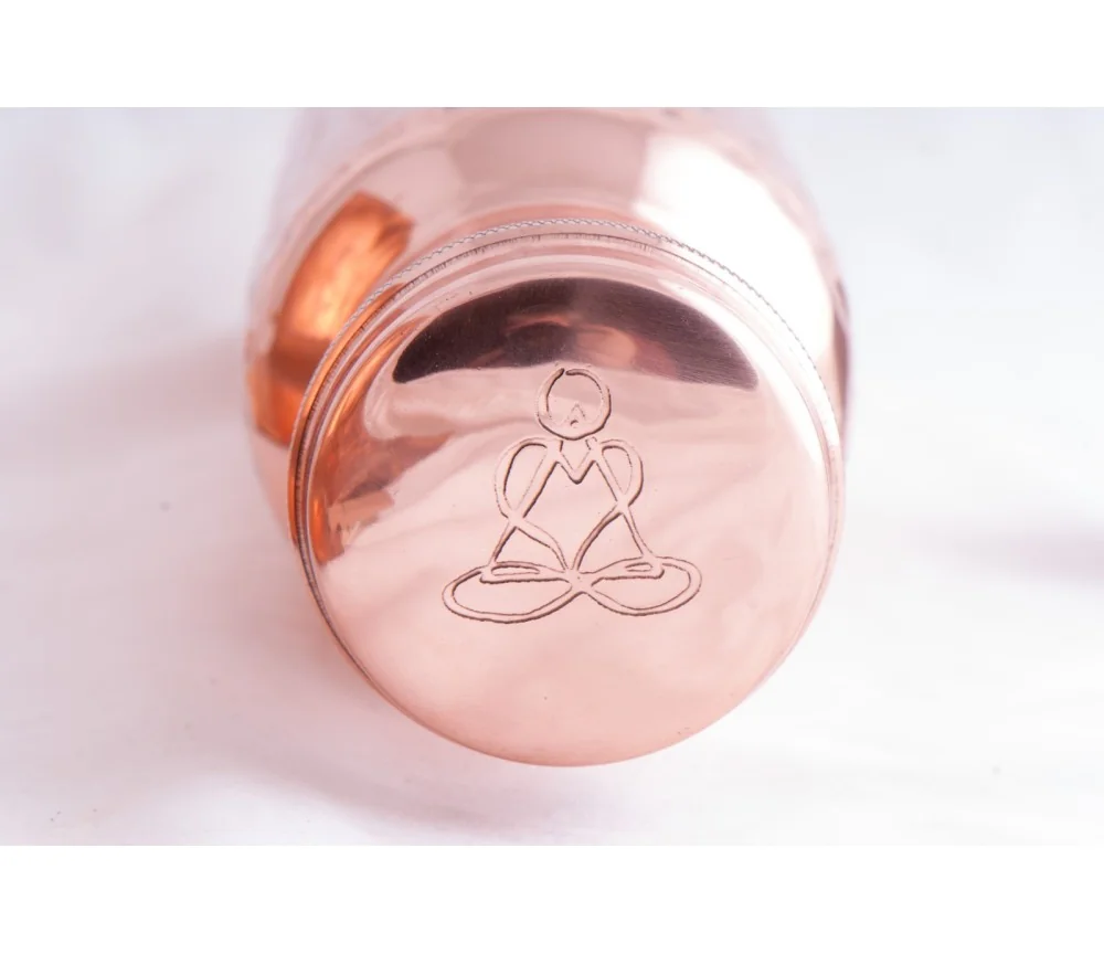 Trinkflasche aus Kupfer, 900 ml mit Blume des Lebens Symbol