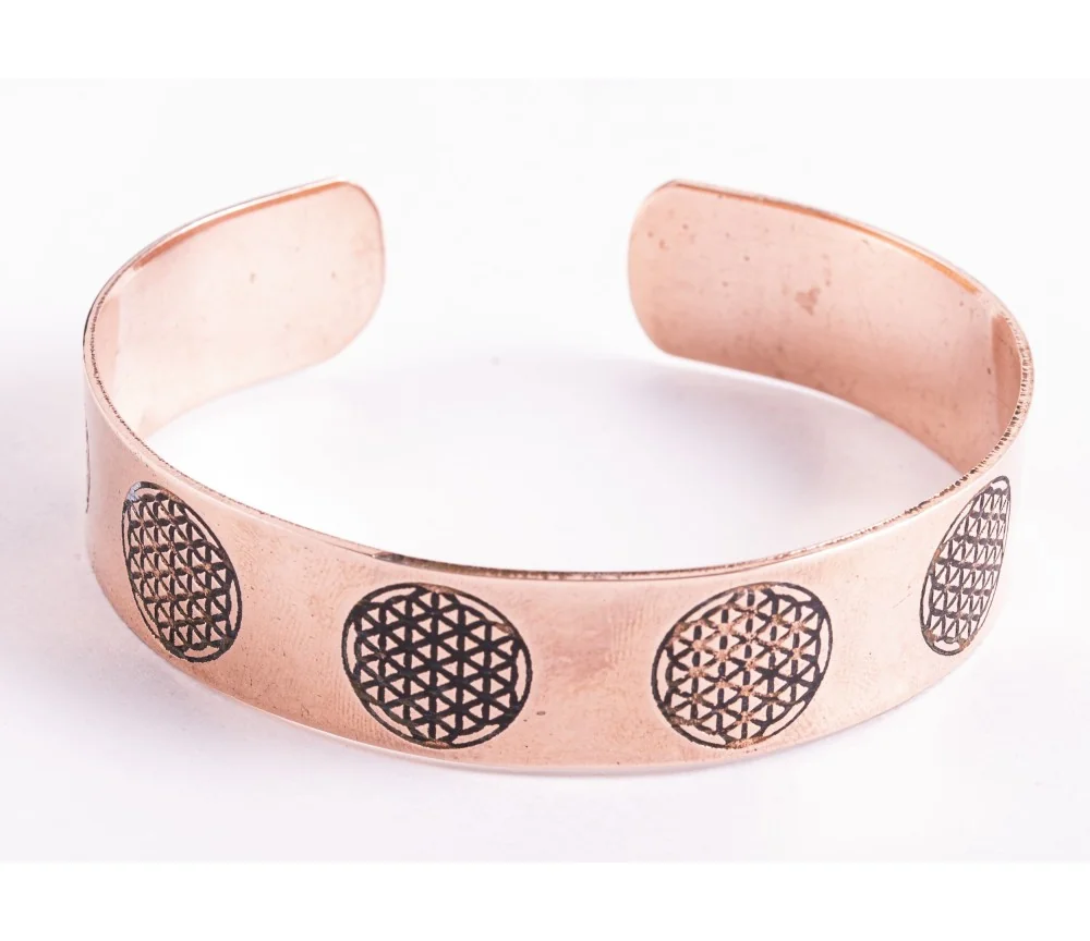 Armreif - Kupfer mit Blume des Lebens