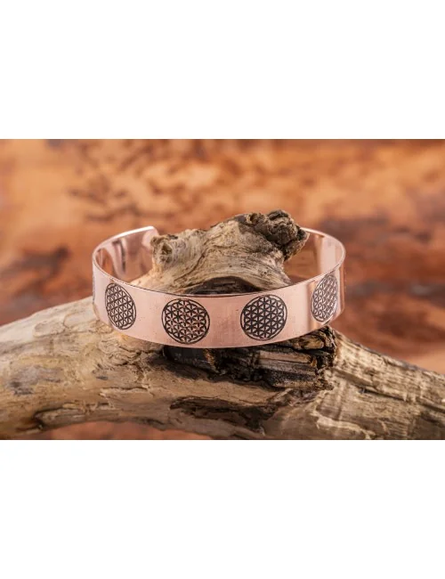 Armreif - Kupfer mit Blume des Lebens