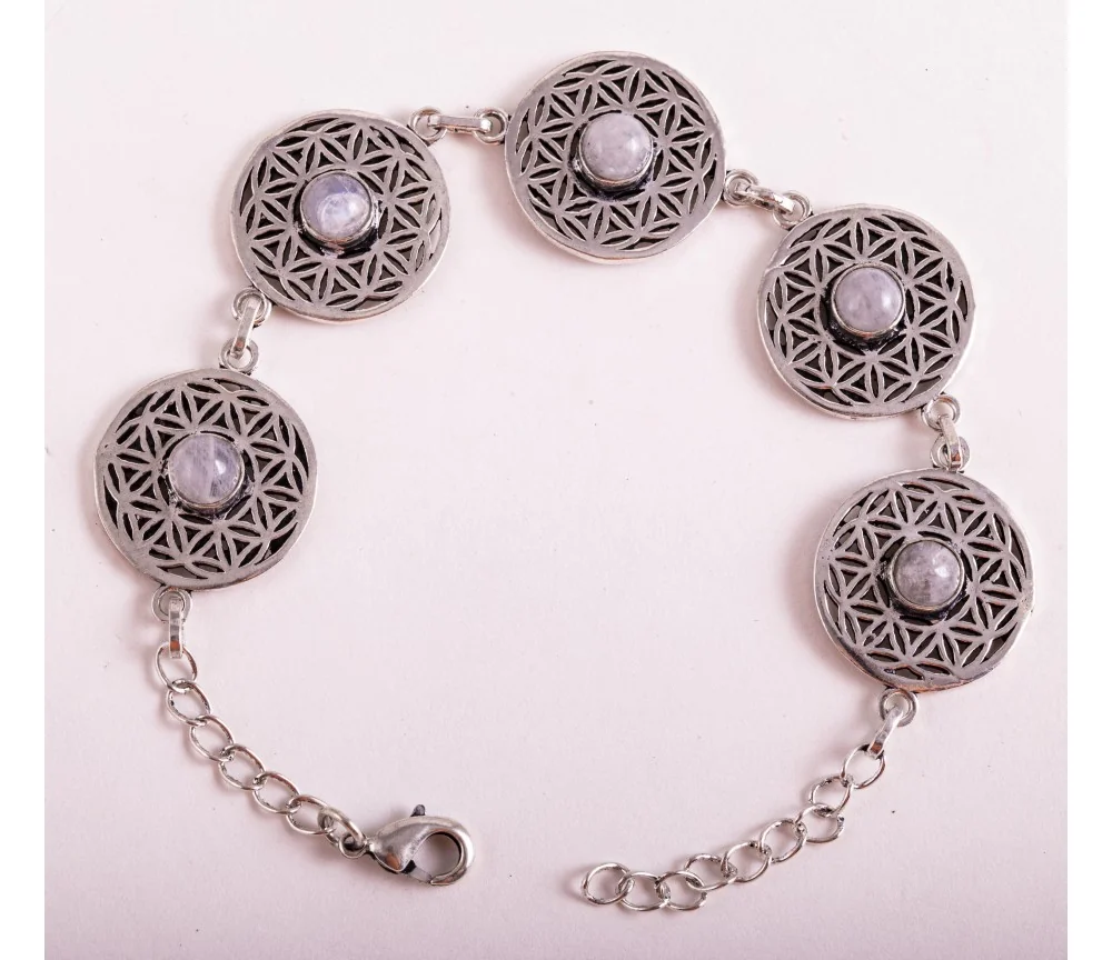 Armband -Blume des Lebens - Messing versilbert