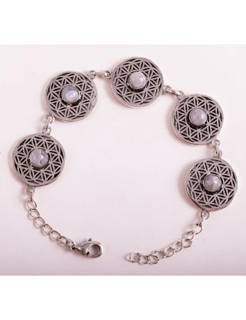 Armband -Blume des Lebens - Messing versilbert