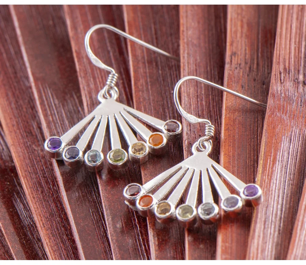 Ohrringe - Chakra Fächer - in Sterling Silber