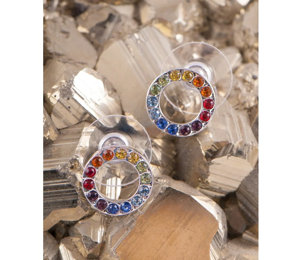 Ohrstecker - Regenbogen mit Glaskristallen