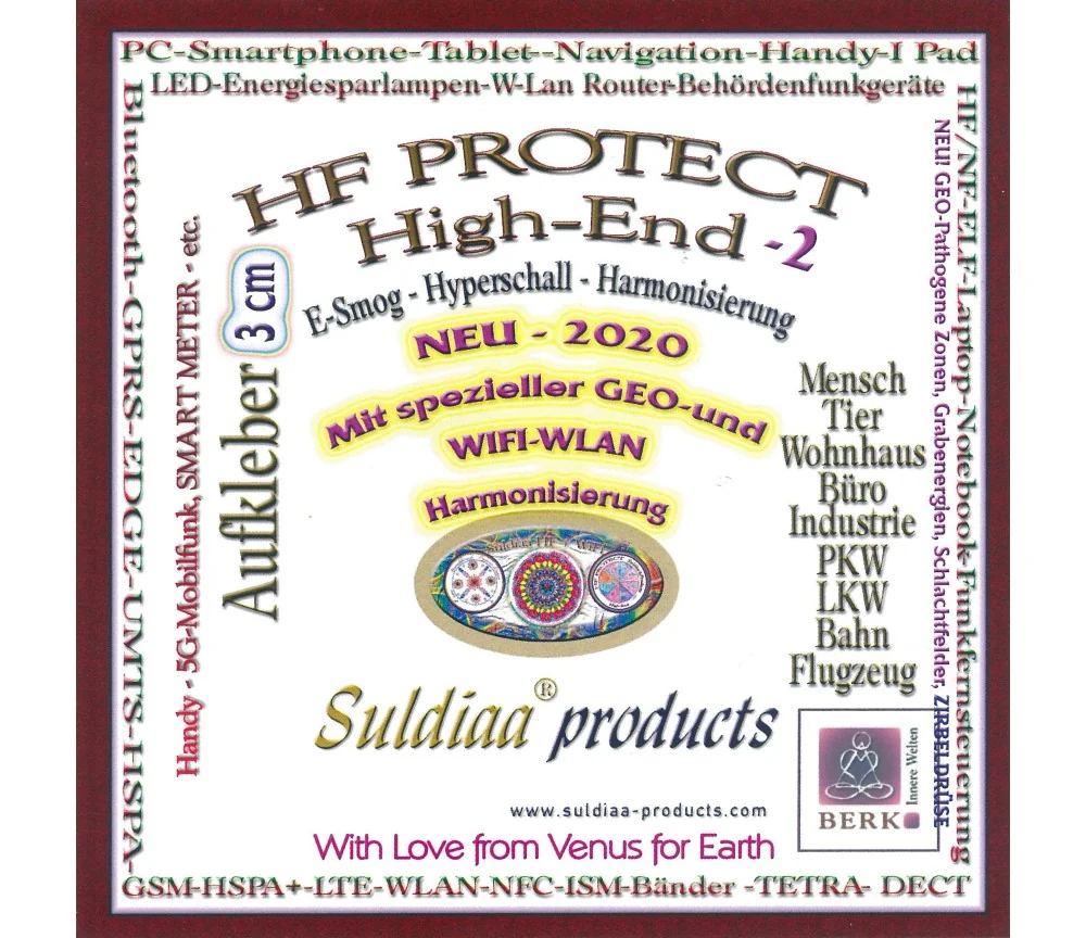Suldiaa®products - Aufkleber- HF Protect E-Smog Harmonisierung - Hochfrequenzentstörer, 3cm