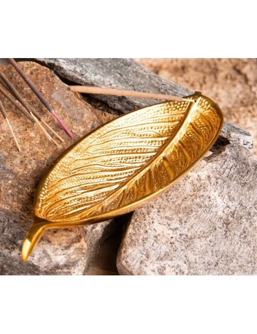 Räucherstäbchenhalter - Blatt, vergoldet