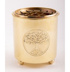 Räuchergefäß mit Netz - Motiv Yggdrasil aus Messing 6 x 5,5 cm