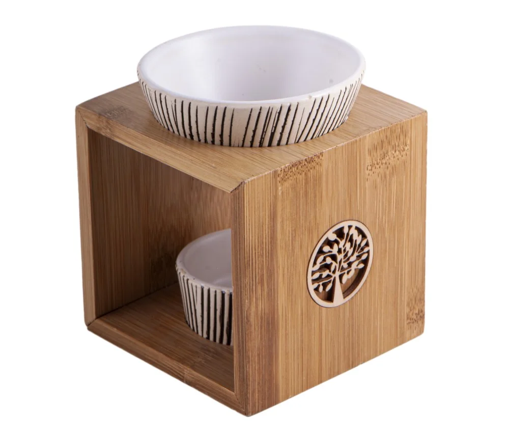 Aromalampe Yggdrasil aus Bamus & Keramik - 11x9,5 cm