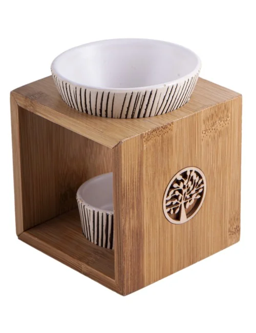 Aromalampe Yggdrasil aus Bamus & Keramik - 11x9,5 cm
