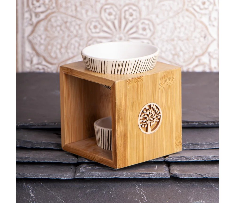 Aromalampe Yggdrasil aus Bamus & Keramik - 11x9,5 cm