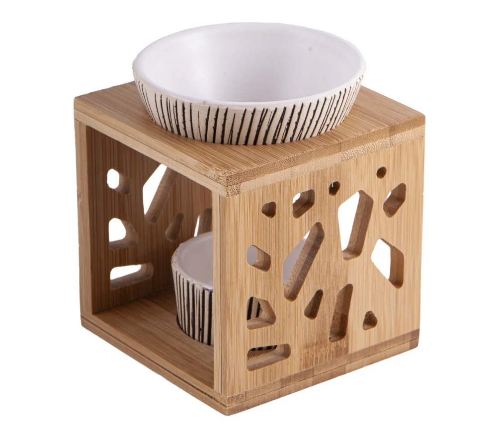 Aromalampe aus Bamus & Keramik - 11x9,5 cm