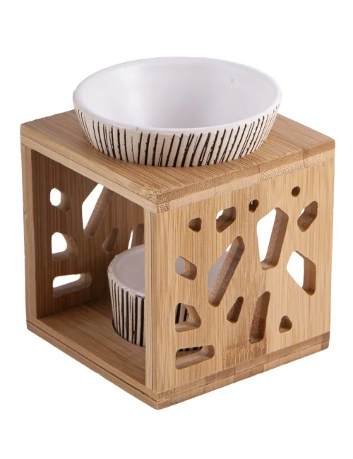 Aromalampe aus Bamus & Keramik - 11x9,5 cm