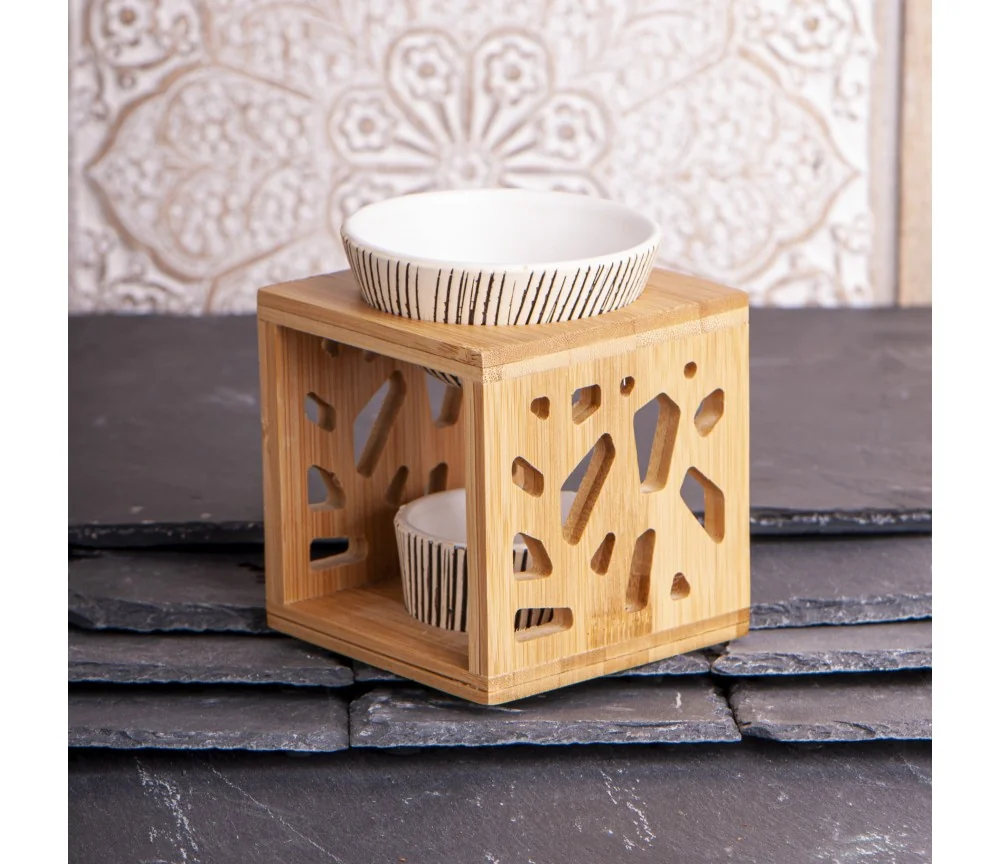 Aromalampe aus Bamus & Keramik - 11x9,5 cm