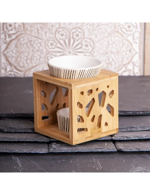 Aromalampe aus Bamus & Keramik - 11x9,5 cm