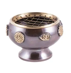 Räuchergefäß mit Netz - Chakra Kelch aus Messing ca.9,4 x 6,5 cm