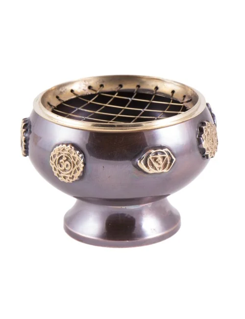 Räuchergefäß mit Netz - Chakra Kelch aus Messing ca.9,4 x 6,5 cm
