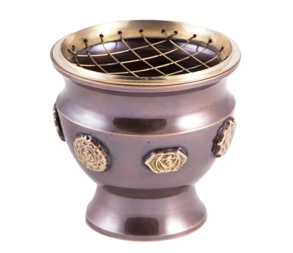 Räuchergefäß mit Netz - Chakra aus Messing ca.8 x 8,5 cm