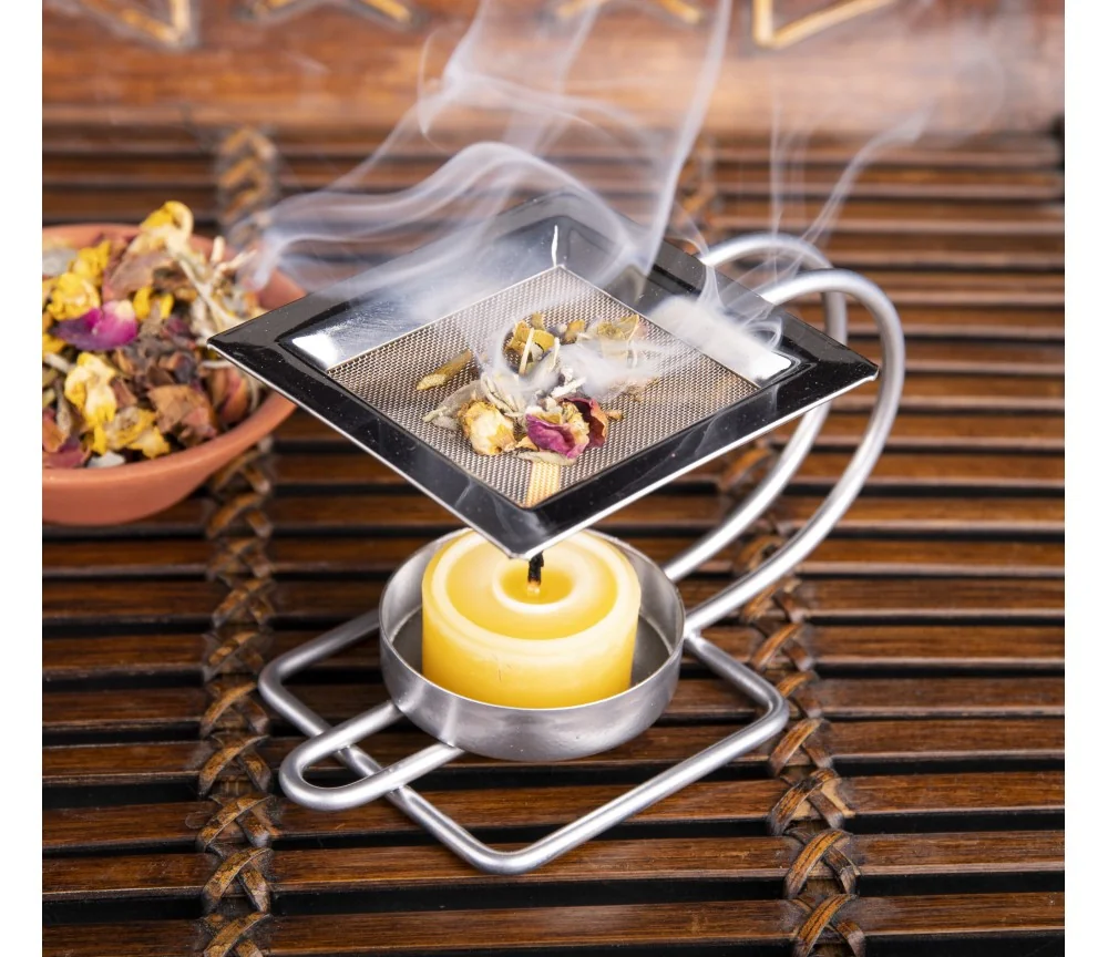 Räuchergefäß mit Netz - Chakra Kelch aus Messing ca.9,4 x 6,5 cm