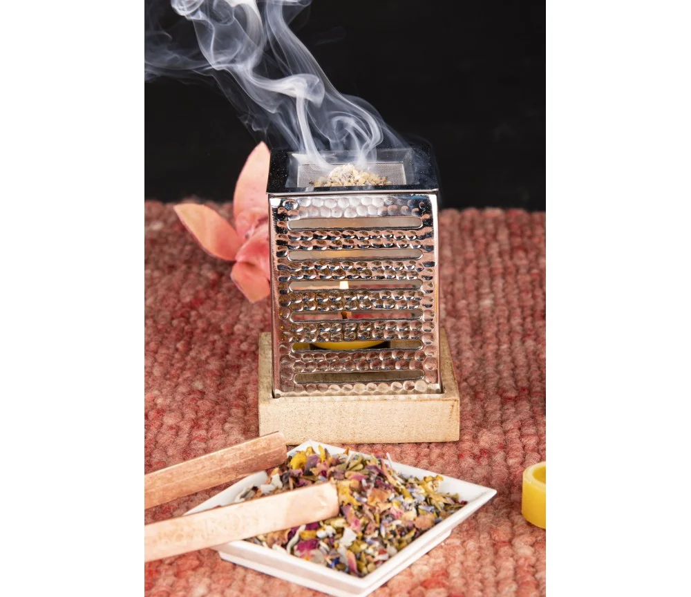 Räuchergefäß mit Sieb - Suniel - silberfarben ca. 12,5 x 9 cm