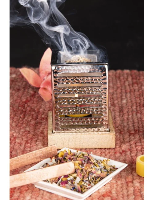 Räuchergefäß mit Sieb - Suniel - silberfarben ca. 12,5 x 9 cm