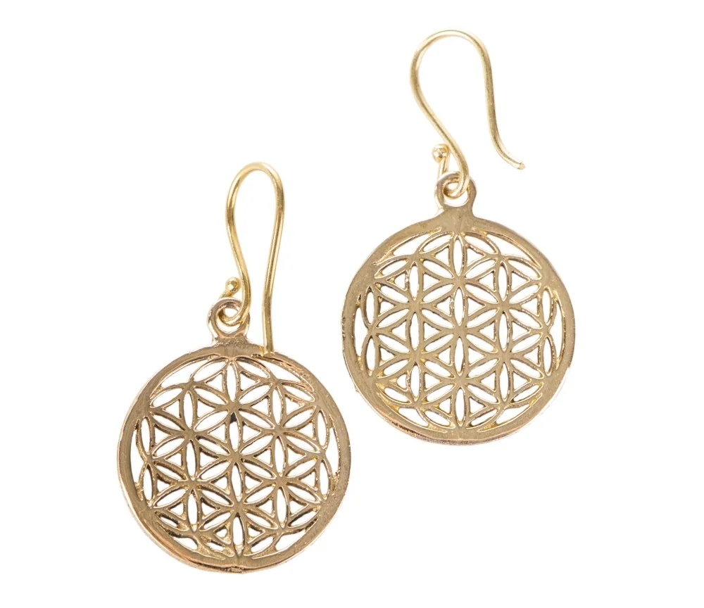 Ohrringe - Blume des Lebens aus Messing Ø 2,4 cm