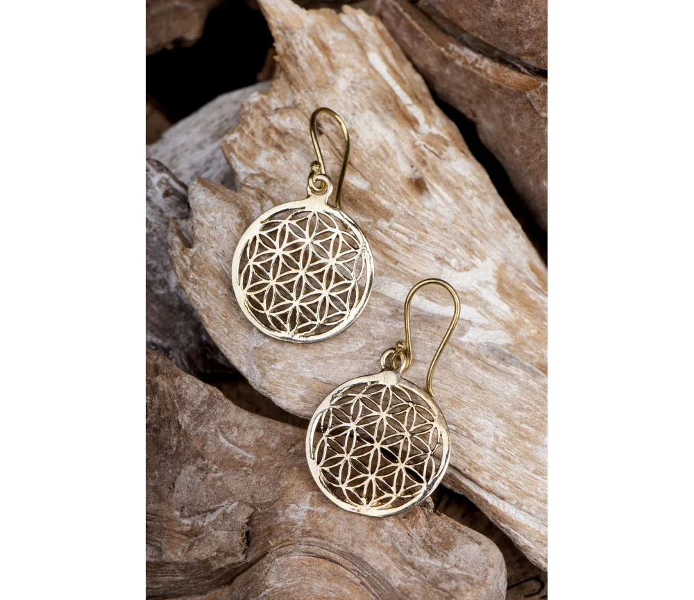 Ohrringe - Blume des Lebens aus Messing Ø 2,4 cm