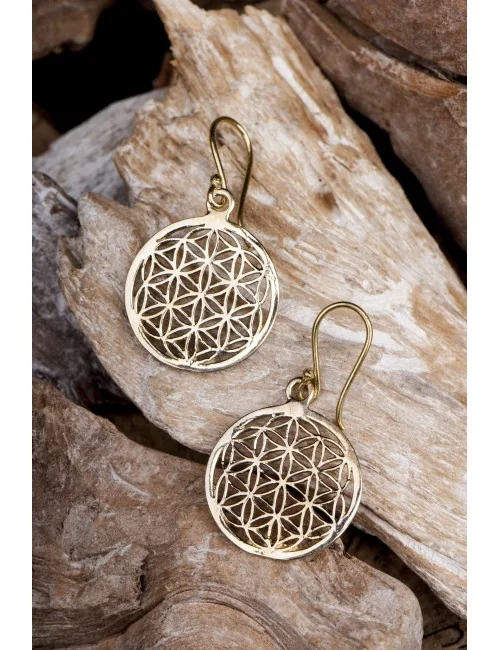 Ohrringe - Blume des Lebens aus Messing Ø 2,4 cm