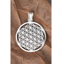 Anhänger - Blume des Lebens aus Messing - versilbert ca. 3cm