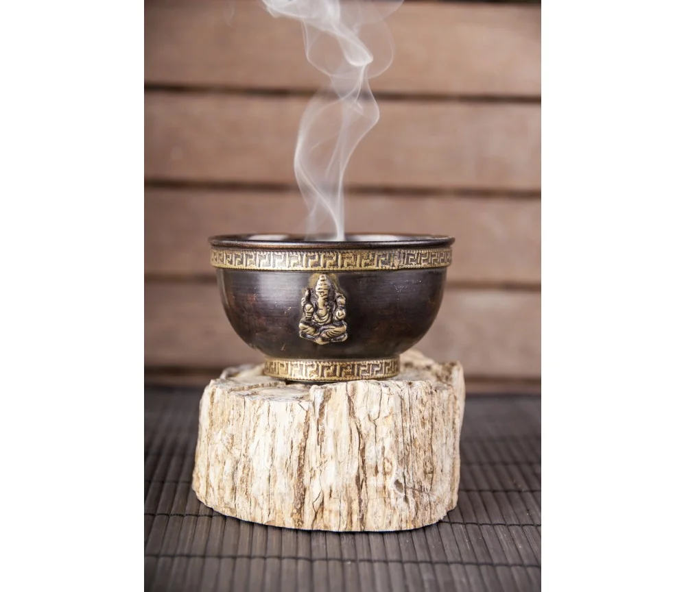 Räucherschale - Ganesha ca. 9x5 cm aus Kupfer antik Style