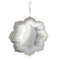 Hängende Dekoration - Edelstahl Mobile - Lotus Blume - mit Blume des Lebens - Ø 25 cm