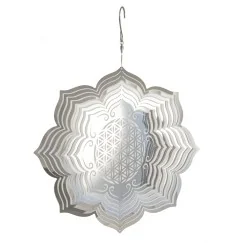 Hängende Dekoration - Edelstahl Mobile - Lotus Blume - mit Blume des Lebens - Ø 25 cm