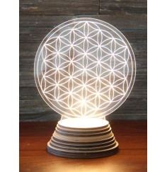 Ambientelicht Blume des Lebens aus Acryl, mit Holzsockel 20x15 cm