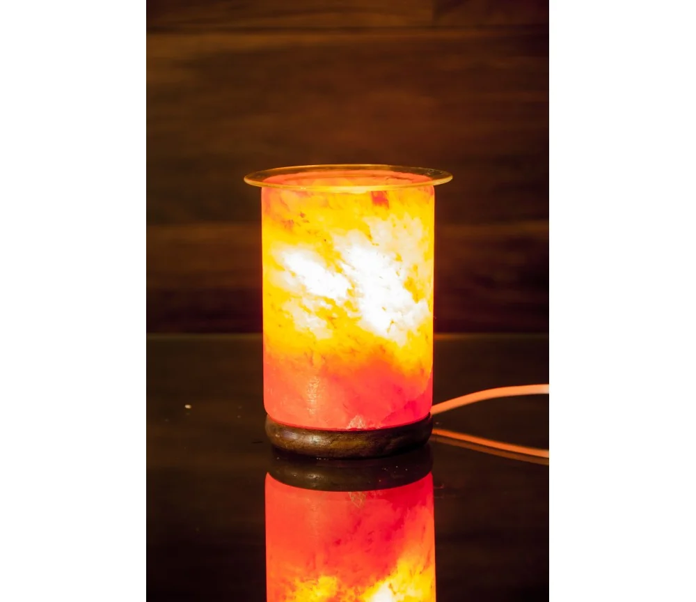 Aromalampe & Duftlampe - Salzkristall - Zylinder, elektrisch - mit Glasschale
