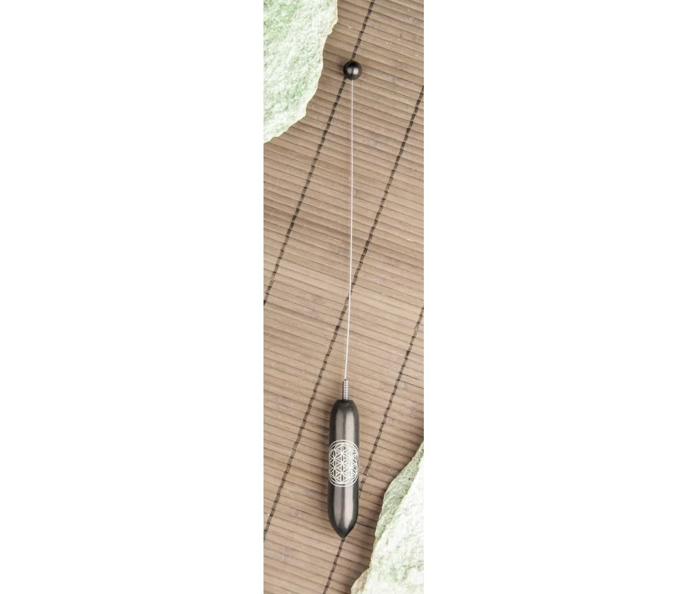 Tensor - aus schwarzem Speckstein mit Blume des Lebens ca. 29,5 cm