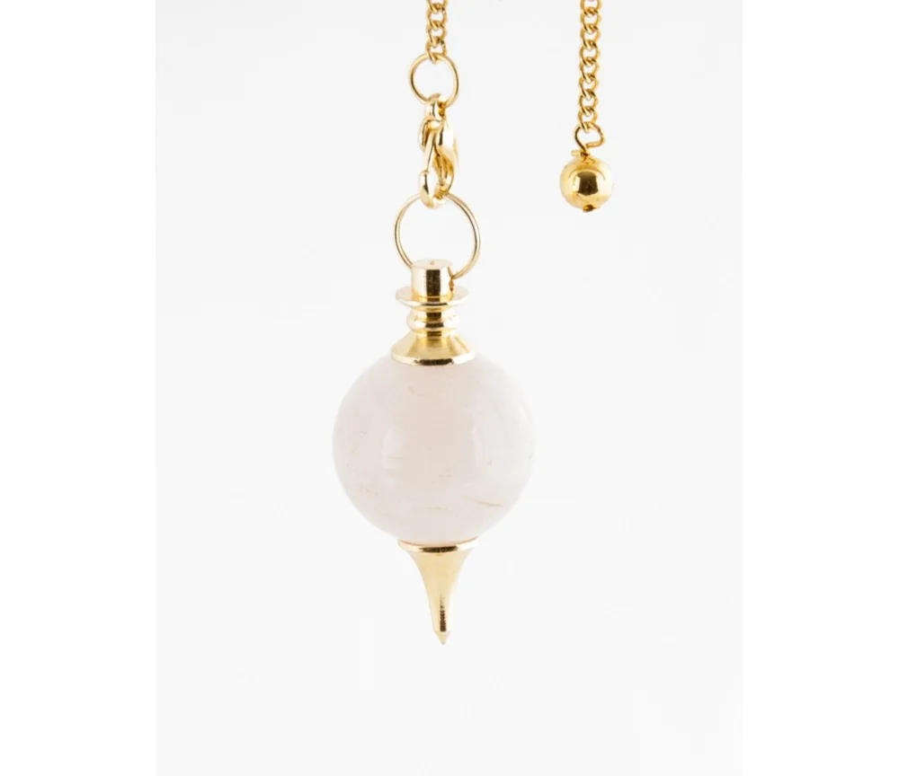 Pendel - Messing mit Rosenquarzkugel