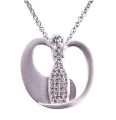 Kette mit Anhänger Engel mit Glaskristallen ca. 3 cm