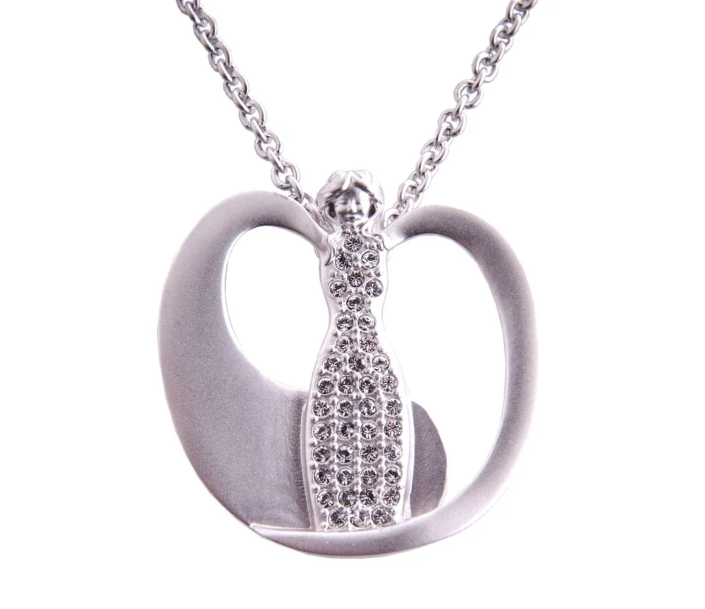 Kette mit Anhänger Engel mit Glaskristallen ca. 3 cm