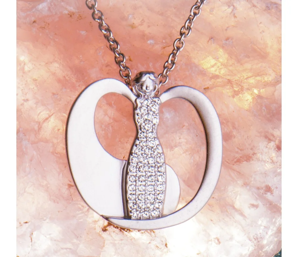 Kette mit Anhänger Engel mit Glaskristallen ca. 3 cm