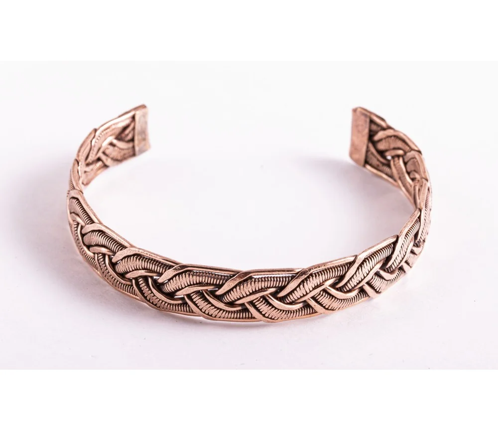 Armreif - geflochten Kupfer - 12 mm breit