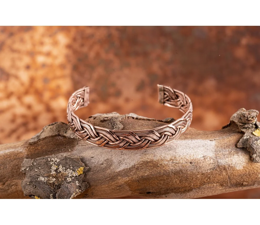 Armreif - geflochten Kupfer - 12 mm breit
