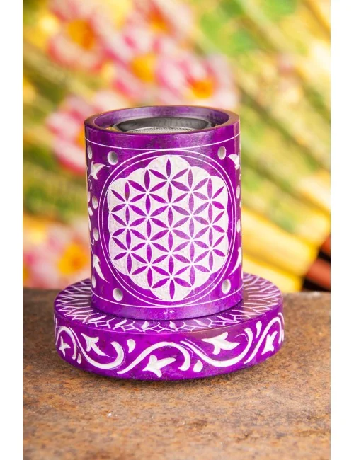 Räuchergefäß mit Sieb - Blume des Lebens Stövchen, Lila