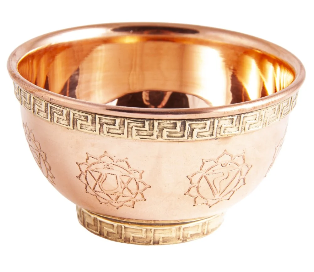 Räucherschale - Chakra aus Kupfer mit Messingverzierung ca. 8x4,5 cm