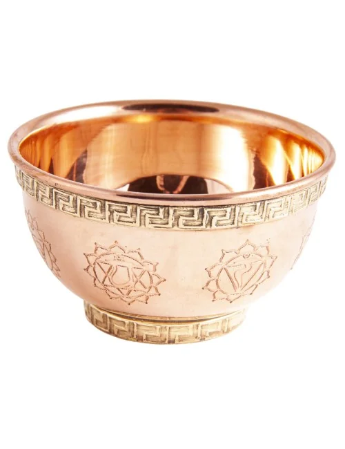 Räucherschale - Chakra aus Kupfer mit Messingverzierung ca. 8x4,5 cm