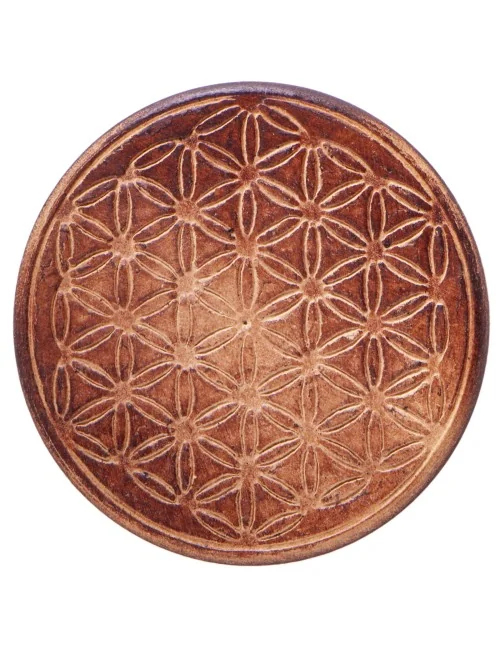 Gefäßuntersetzer mit Blume des Lebens, aus Holz - 6 er Pack