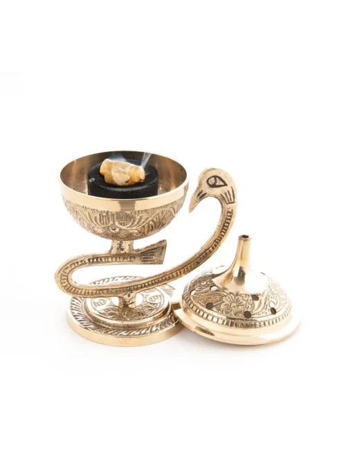 Räuchergefäß Schwan - aus Messing - ca. 12 cm hoch