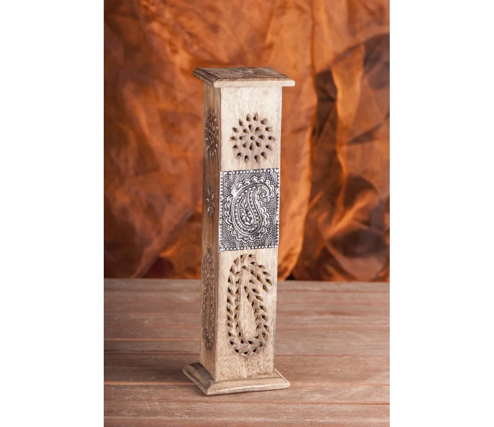 Räucherstäbchenhalter - Turm -"Art" 30x6cm mit Messing Dekoartion