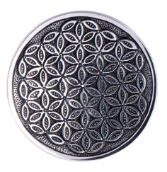 Räucherstäbchenhalter rund - Blume des Lebens - weißmetall